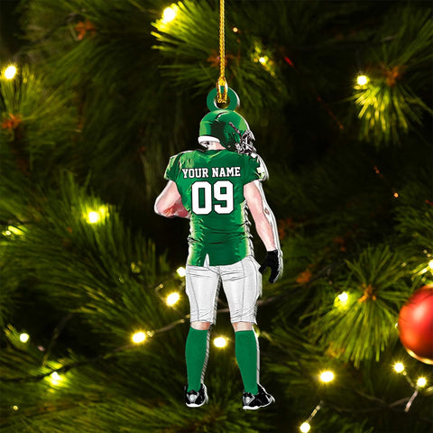 Artparel Personalized Football Ornament Customized Football Christmas Ornaments Football Ornament Christmas Hanging Décor Gift for Football Fans Football Gifts Gift for Football Player (FB 7)
