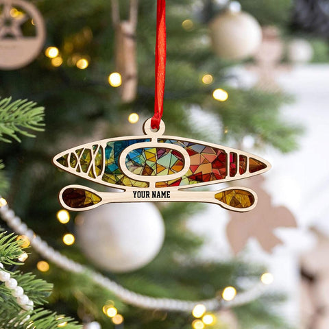 AOVL Personalized Kayak Ornament Lake Kayaking Board Ornament Kayak Gift for Christmas Tree Kayaking Christmas Ornament Kayaking Gifts Ornaments (Kayak 8)