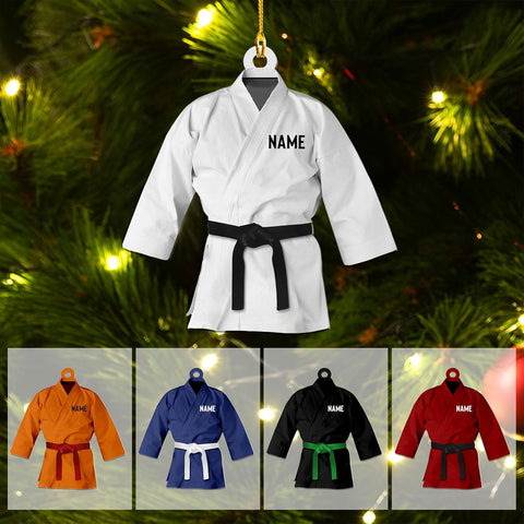 Piratify Personalized Name Karate Ornaments for Christmas Tree, Custom Wood Acrylic Karate Christmas Ornament for Xmas 2024 Karate Gift for Karate Lover Pine Hanging Tree Decorations (Karate 7)