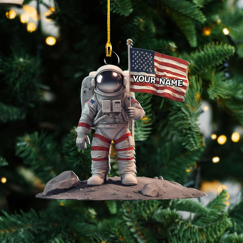 Personalized Astronaut Christmas Ornament Custom Name Rocket Spaceship Ornament for Christmas Tree Xmas Home Decoration Gifts for Boys Children Space (Acrylic, Style 4)