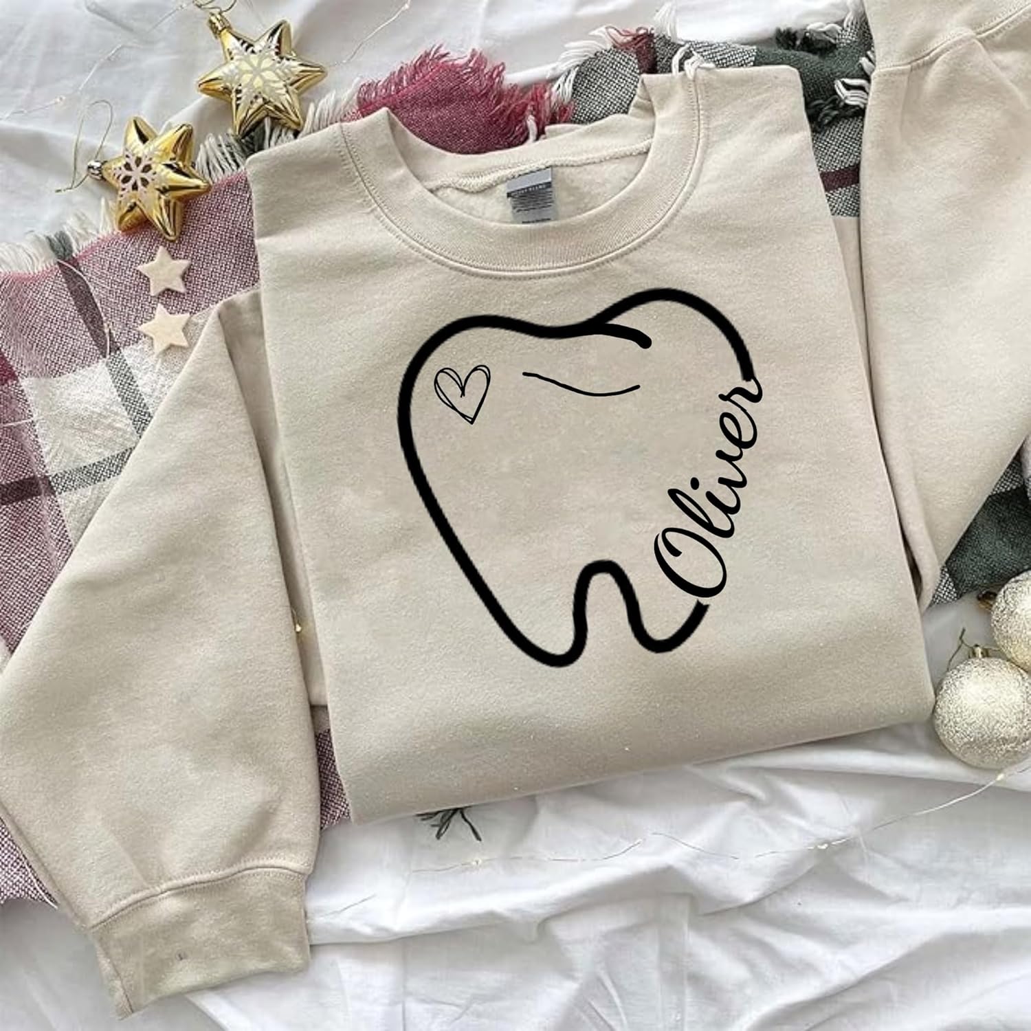 Suseaz Personalized Dentist Embroidered Sweatshirt Dental Assistant Shirt Gift Dental Hygienist Crewneck Graphic Pullover