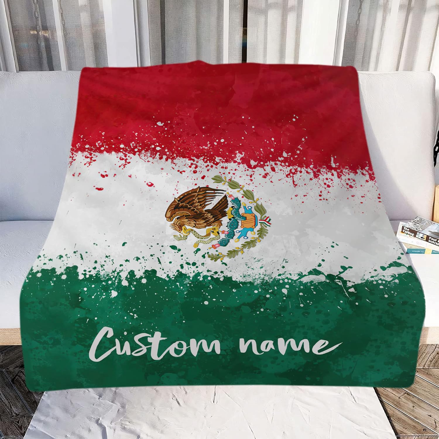 Personalized Name Mexico Blanket for Men and Women, Customized Mexico Blankets, Mexico Flag Mexican Flag Blanket Funny Gift Fuzzy Plush Soft Micro Fleece Sherpa Blanket Bed Throw (BLMX01)