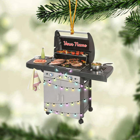 Personalized Grill Christmas Ornaments, BBQ Grill Ornament 2024, Smoker Christmas Ornament, Barbeque BBQ Ornament, Grilling Christmas Ornaments Cooking Hanging Gift for Griller Grill Master (BBQ7)