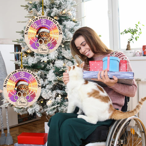 MAPrints Personalized Cat Christmas Ornaments, Cat First Christmas Suncatcher Wood Ornaments, Gifts for Cat Lovers, Cat Memorial Ornament, Forever Loved Cat Keepsake, Cat Loss Gifts (CAT 22)