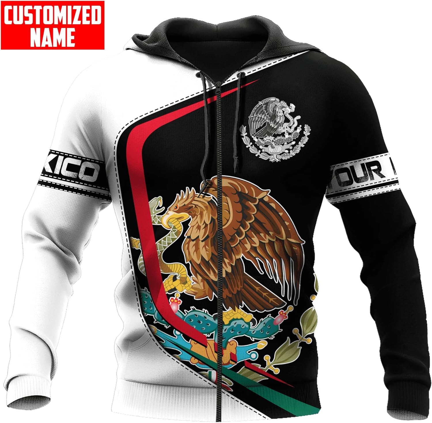Personalized Name Mexican Hoodie 3D, Customized Mexico Hoodies for Men & Women