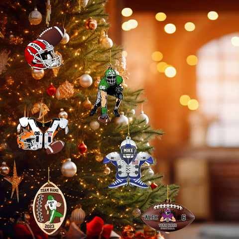 Suseaz Personalized Football Ornament 2024, Customized Football Christmas Ornaments, Football Ornament Christmas Hanging D��cor Gift for Football Fans Football Gifts Gift for Football Player (ON181)