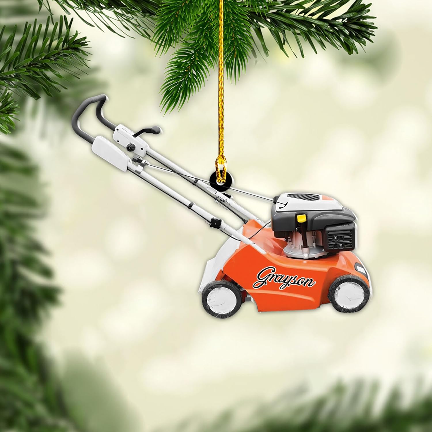 Personalized Lawn Mowers Christmas Ornaments 2024, Push Mower Ornament, Lawnmower Acrylic Wood 2D Flat Ornaments, Riding Lawn Mower Christmas Tree Decorations, Large Lawn Ornaments for Xmas (GLM 1)