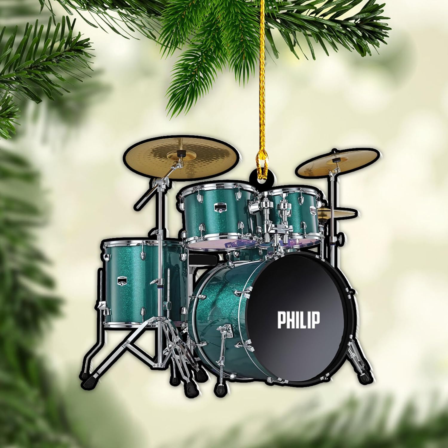 Parvii Personalized Drum Acrylic Ornament, Drum Christmas Ornament, Drums Ornament, Drum Ornaments for Christmas Tree, Gift for Drummer, Drum Players, Christmas Decorations Ornaments (Drum 1)
