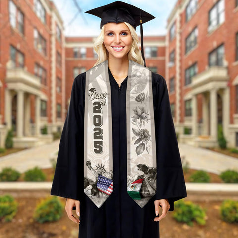 Mexican American Flag Graduation Stole class of 2025, Mexico Graduation Sash, gift for senior