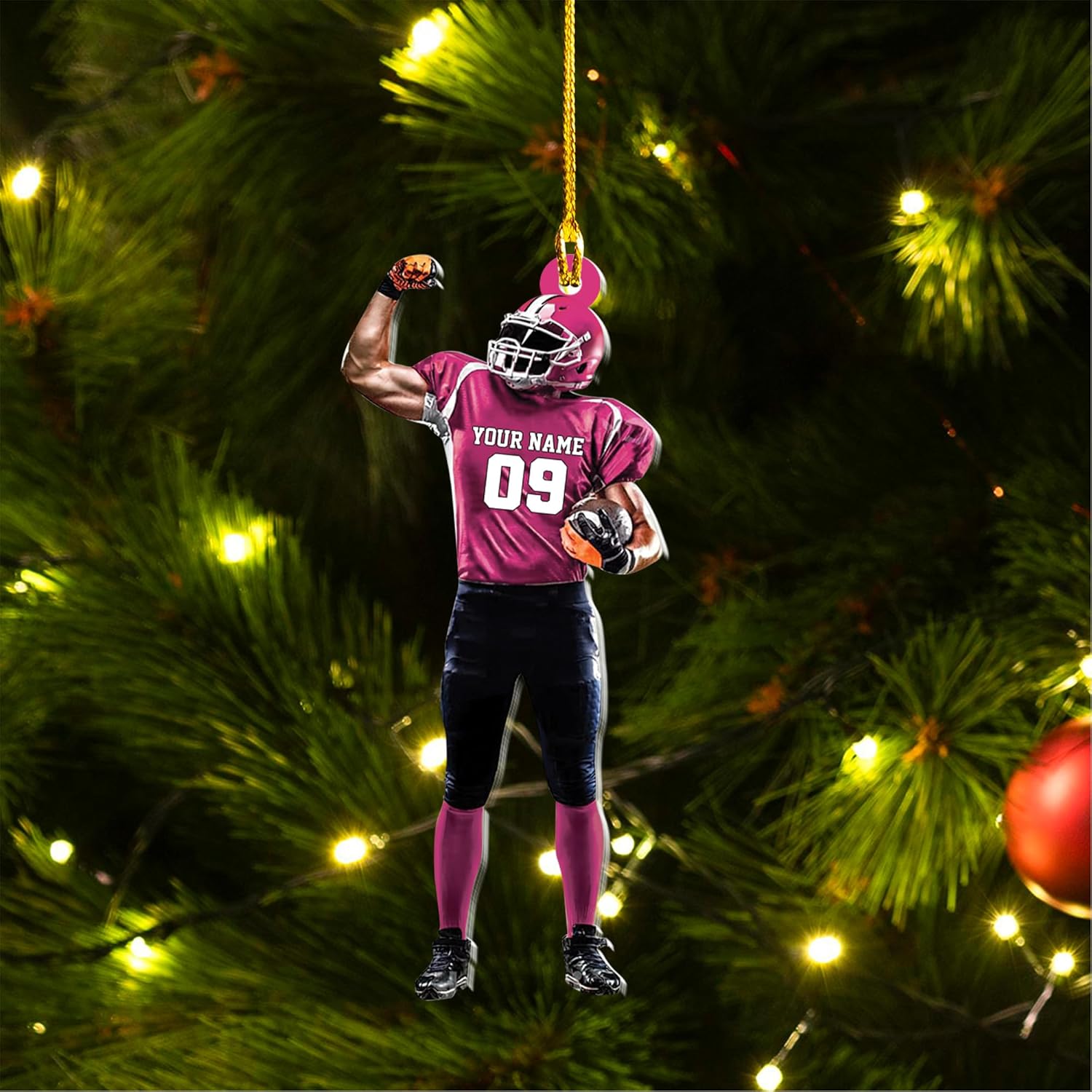Artparel Personalized Football Ornament Customized Football Christmas Ornaments Football Ornament Christmas Hanging D��cor Gift for Football Fans Football Gifts Gift for Football Player (FB 8)