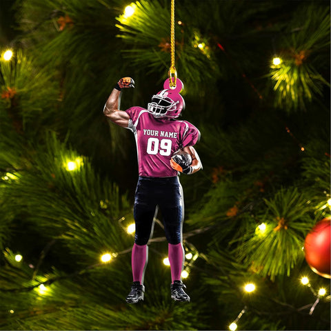 Artparel Personalized Football Ornament Customized Football Christmas Ornaments Football Ornament Christmas Hanging Décor Gift for Football Fans Football Gifts Gift for Football Player (FB 8)