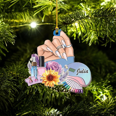 Personalized Nail Ornament,Nail Technician Ornament, Nail Technician, Gift for Her, Makeup Ornaments Makeup Christmas Ornament, Nail tech Gifts, Nail Technician Gifts (Style 7)