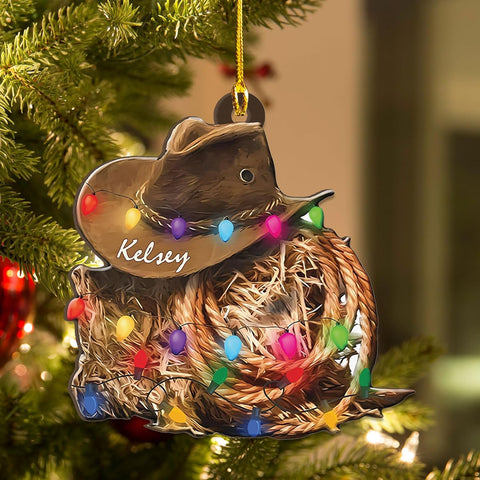 Personalized Boots and Hat Cowboy Christmas Ornament, Horse Light Ornament, Horse Christmas Ornament, Christmas Horse Ornament, Horse Ornaments for Christmas Tree Gift for Horse Lover (CB4) (1, CB2)
