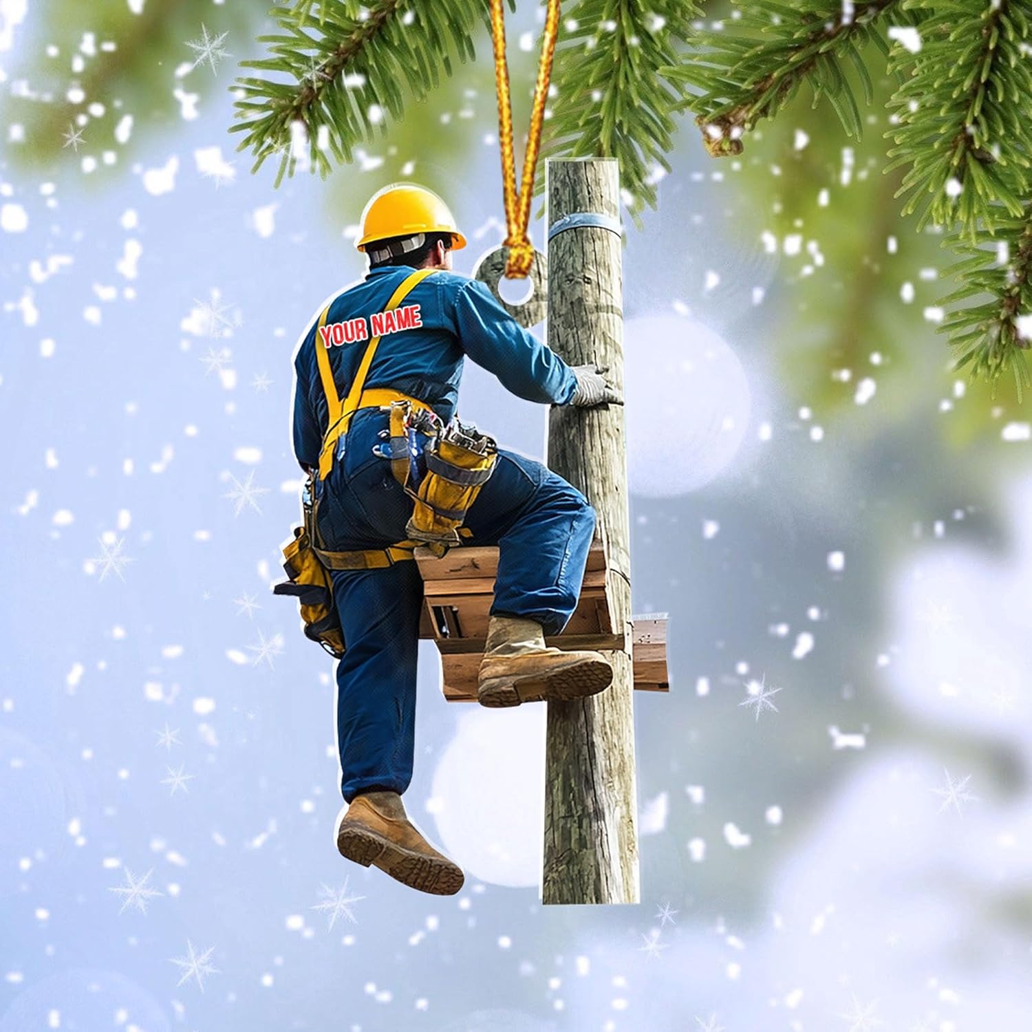HomeDesign Personalized Lineman Ornament Custom Lineman Ornaments Line Man Christmas Ornaments Gifts for Lineman Ornament Lineman Christmas Hanging Ornament Lineman Gift Xmas Tree (Lm5)