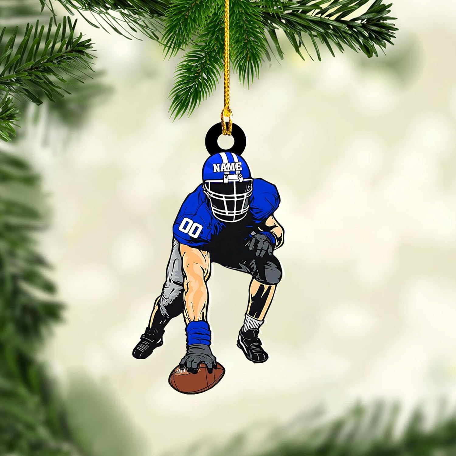 Artparel Personalized Football Ornament Customized Football Christmas Ornaments Football Ornament Christmas Hanging Décor Gift for Football Fans Football Gifts Gift for Football Player (FB 19)