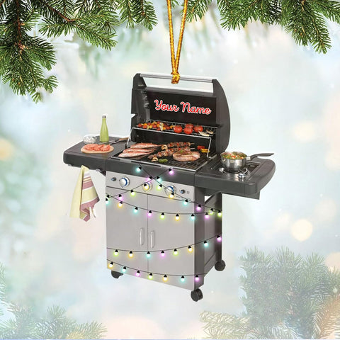 Personalized Grill Christmas Ornaments, BBQ Grill Ornament 2024, Smoker Christmas Ornament, Barbeque BBQ Ornament, Grilling Christmas Ornaments Cooking Hanging Gift for Griller Grill Master (BBQ7)