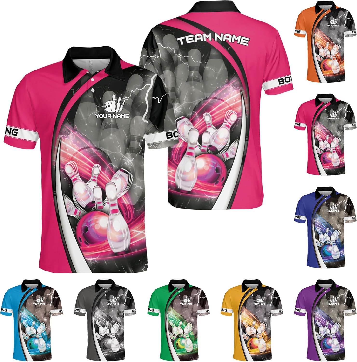 Custom Bowling Polo Shirt Personalized 3D Team Name Bowling Shirts for Men Women Jersey Unisex Bowler Short Sleeve Gift Tee