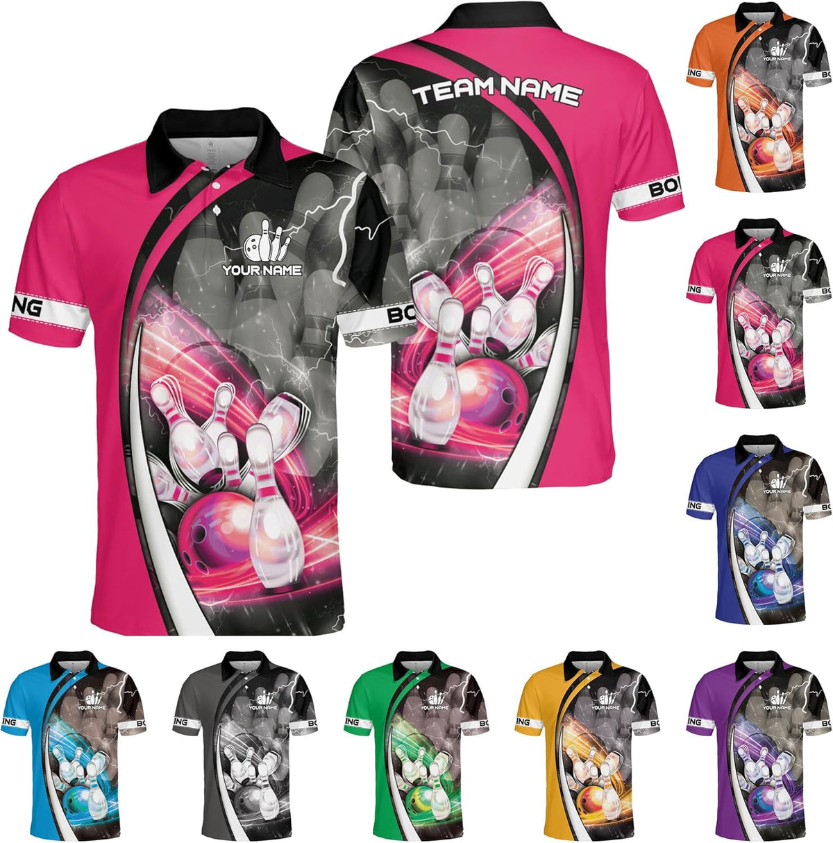Custom Bowling Polo Shirt Personalized 3D Team Name Bowling Shirts for Men Women Jersey Unisex Bowler Short Sleeve Gift Tee