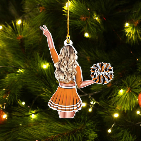 RoyalBro Personalized Cheerleader Christmas Ornament 2023, Cheer Girl Dancer with Pompom, Cheerleading Lovers Ornaments Cheerleading Ornament Gift Cheer Cheerleader Ornaments Xmas (C16)