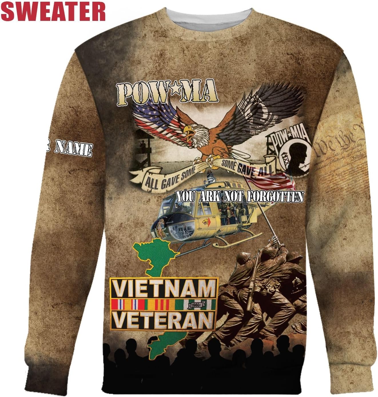 Mostprints Personalized Name Vietnam Veteran Shirts 3D, Veterans Shirts for Men and Women, Veteran's Shirt Vietnam Veteran S-5XL