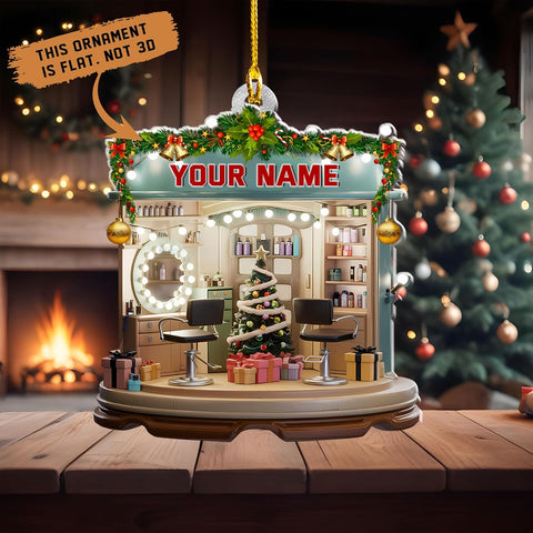 Mostefy Personalized Barber Ornaments for Christmas Tree 2024, Hair Dresser Christmas Ornaments, Hair Stylist Ornaments, Hair Salon Christmas Tree Ornaments Xmas Decor (Barber17)