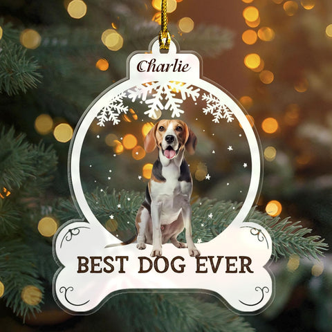 MAPrints Personalized Dog Ornament, Upload Image, Custom Photo Dog Ceramic Memorial Ornament, Dog First Christmas Ornament 2024, Pet Ornaments, Dog Memorial Gifts for Loss of Dog (Dog 5)