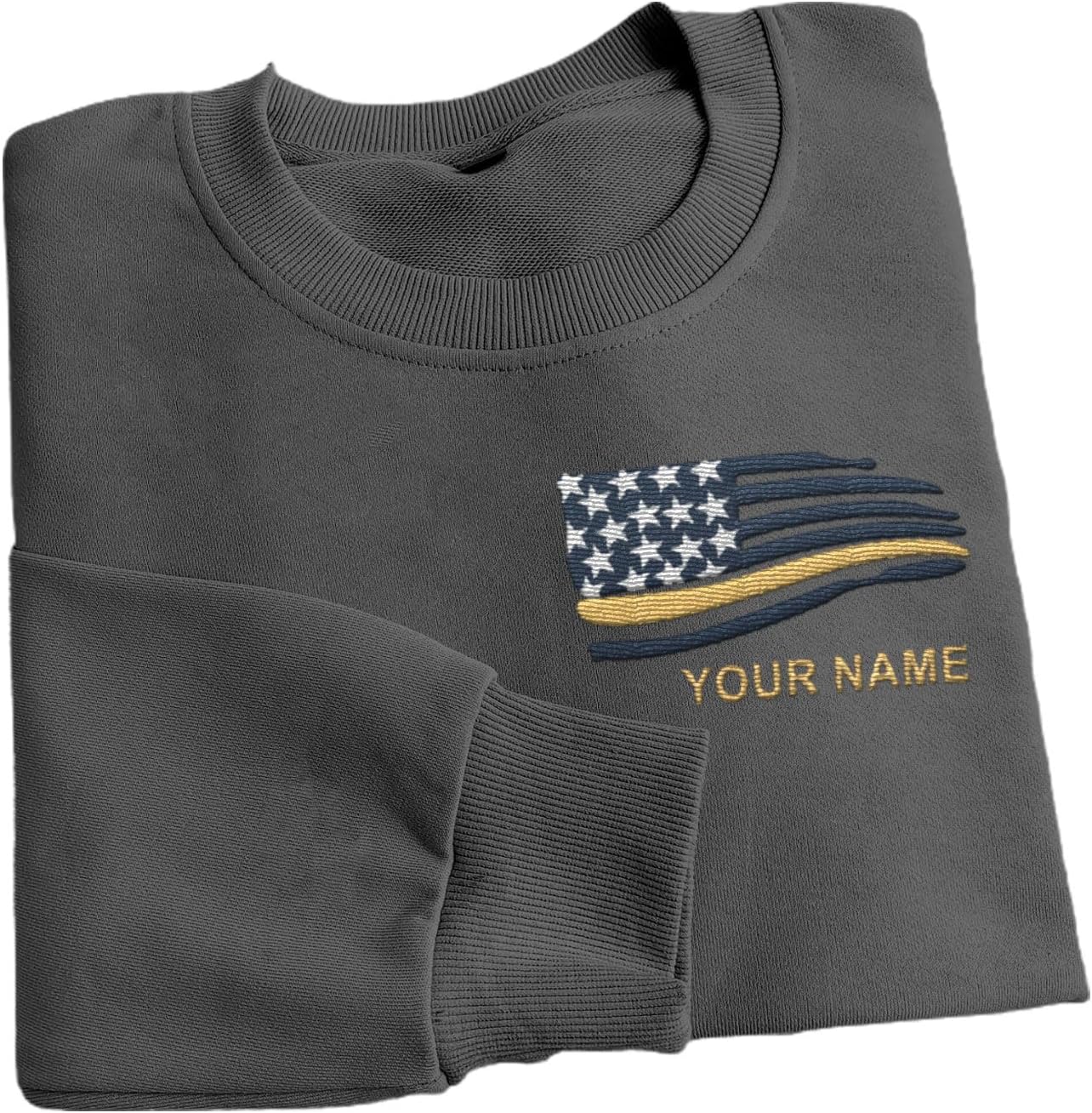 Intenprints Personalized Embroidered Dispatcher Shirt 911 Emergency Services Sweatshirt Thin Gold Line Flag Dispatcher Shirt