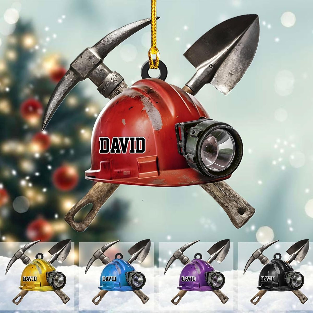 Personalized Coal Miner Ornament Flat Two Sided Hanging Printed Custom Name Plastic\/Wood Ornaments, Christmas Ornament Christmas Ornaments Coal Miner Customized Xmas Gifts for Coworker Men (CMN4)