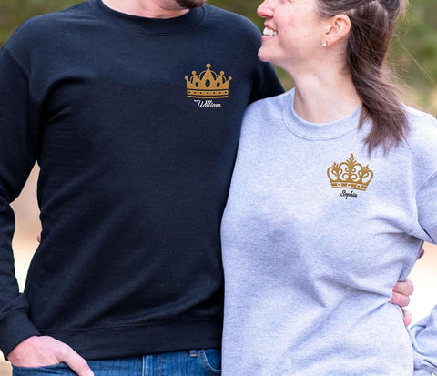 Leeprints Personalized Couple Embroidered Sweatshirt, Roman Numeral Anniversary For Couples Matching Gifts With Initial Heart