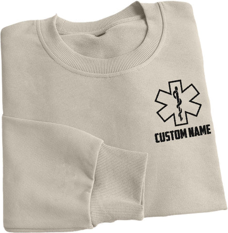 Personalized EMT EMS Paramedic Thin White Line Embroidered Sweatshirt, EMT Student, EMT Future, Medical Worker (Cotton, SS137), Small-5X-Large