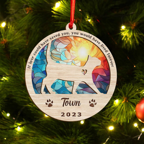 Mostprints Personalized Wooden Dog Cat Paw Ornament Christmas, Custom Dogs Cat Suncatcher Pet Name 2 Layers Ornaments, Customized Memorial Dog Ornament for Christmas Tree (Suncatcher 1)