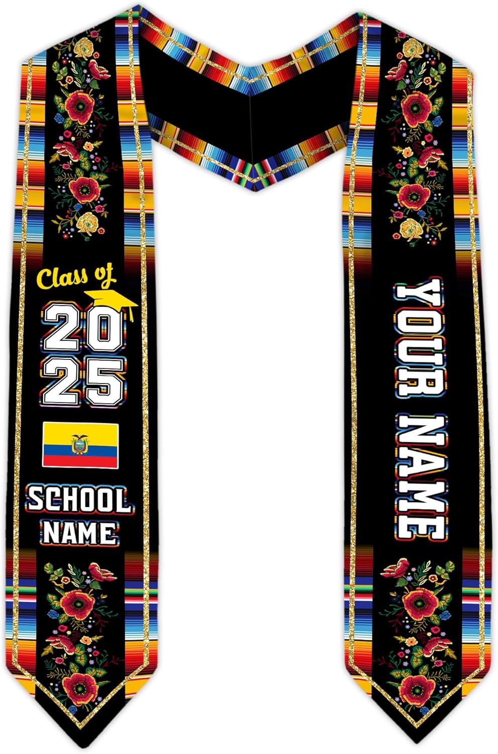 Pretyprints Ecuador Graduation Stole, Ecuadorians American Flag Graduation Sash 2025, Ecuadorians Graduation Sash