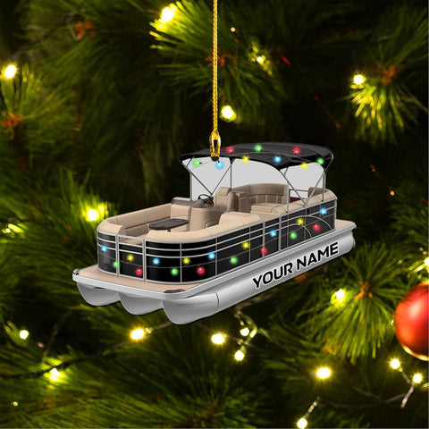 Personalized Pontoon Boat Christmas Ornament, Pontoon Car Ornament, Gift for Bowriders, Wake Boats,Pontoon Lover Gift (Pontoon 24)