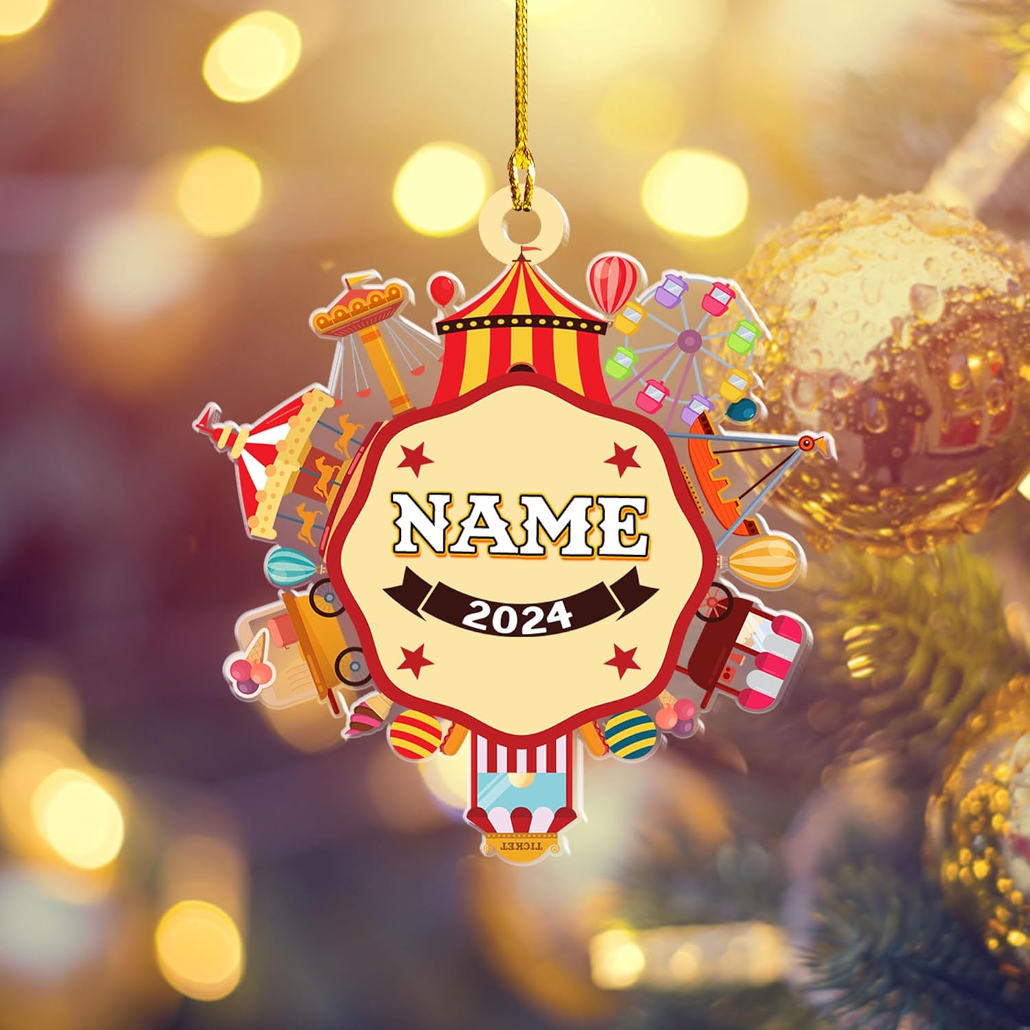 Intenprints Personalized Circus Ornament, Carnival Circus Gift for Boys Girls Welcome to The Carnival, Clown Performers Carnival Party Decoration (Acrylic, Style 12)