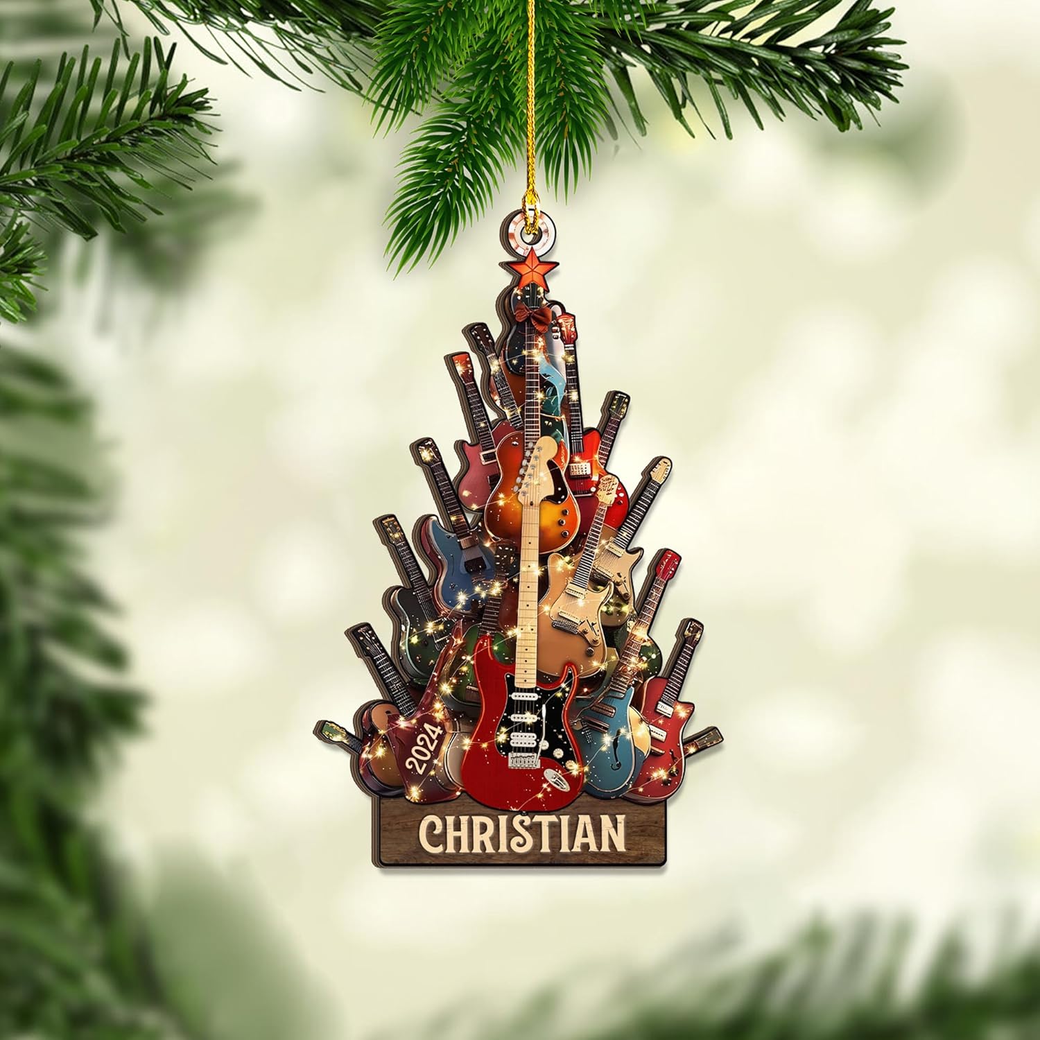 Personalized Guitar Ornament, Electric Guitar Ornament, Guitar Christmas Ornaments 2024, Acoustic Guitar Christmas Ornament, Guitar Christmas Ornaments Guitarist Gift Musical Instruments Xmas (G22)