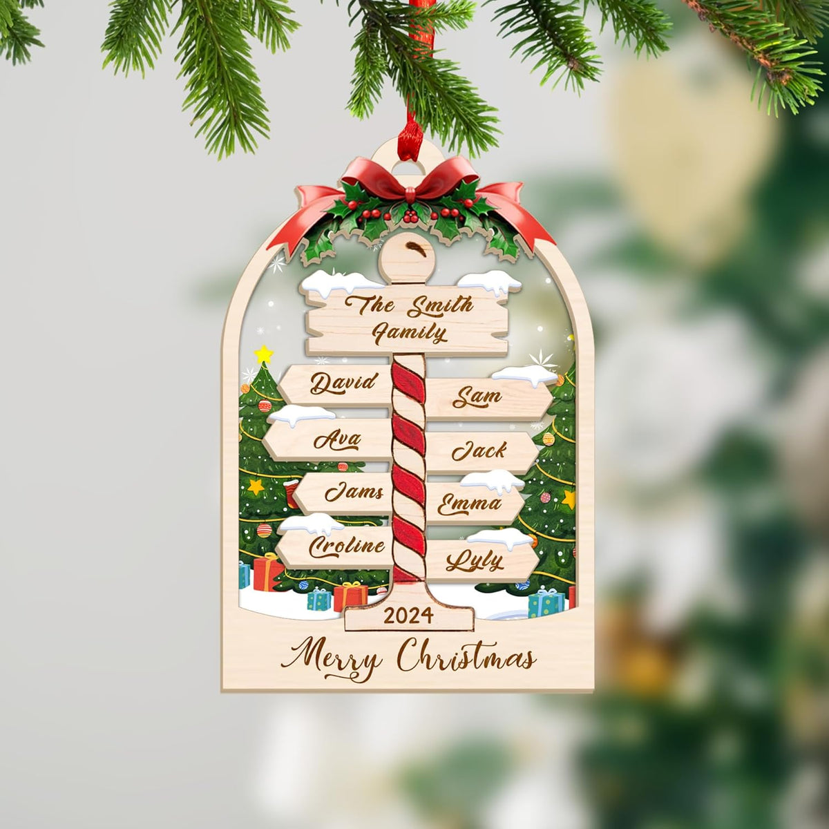 Personalized 2024 Kids Christmas Tree Ornament, Family Christmas Ornament, Family with Kids Name Christmas Ornament 2024 Xmas Tree Decorations, Custom Family Christmas Tree Ornament 2024 (KT 1)