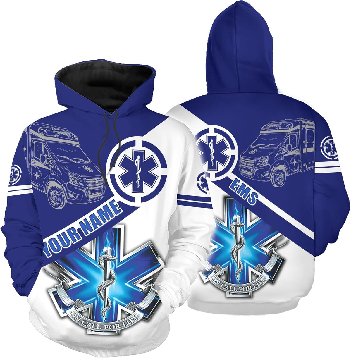 Leeprints Personalized EMT Hoodie EMS Sweatshirt Custom EMS Zip Hoodie Paramedic Uniform Emergency Medical Technician Shirts