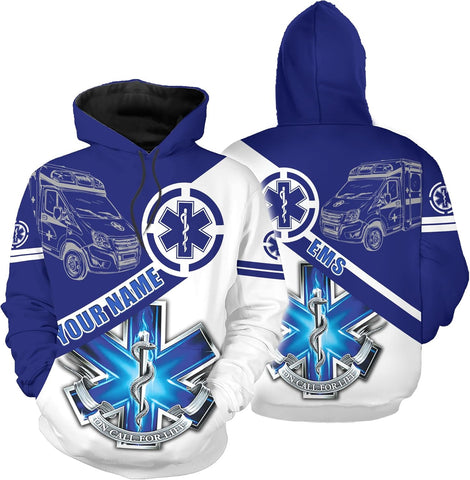 Leeprints Personalized EMT Hoodie EMS Sweatshirt Custom EMS Zip Hoodie Paramedic Uniform Emergency Medical Technician Shirts