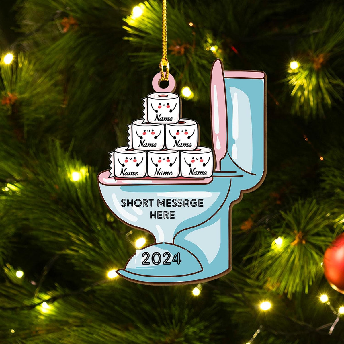 Personalized Toilet Paper Ornament, 2024 Christmas Ornament Toilet Paper, Funny Toilet Paper Roll Ornament, Hanging Glass Toilet Ornaments for Christmas Tree, Gifts for Christmas (Style 6)
