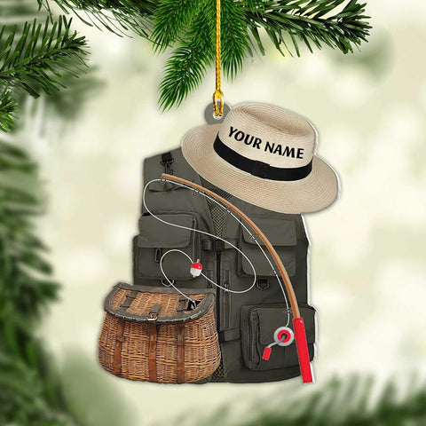 mostprints Personalized Fishing Ornament Custom Fishing Christmas Ornaments Fishing Vest Christmas Ornaments Gifts for Fishing Lovers Ornament Christmas Hanging Ornament Fisherman Gift (Fishing 5)