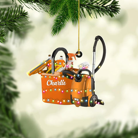 Personalized Housekeeping Ornament, Cleaning Tools Ornaments, Washing Cleaner Ornament Cleaning Lady Christmas Ornament Gifts for Cleaning Service Housekeeping Uniform Gift for Housekeeper (Hk22)