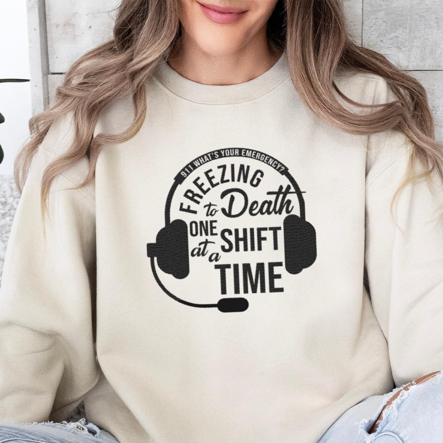 Personalized 911 Dispatcher Apparel, Thin Gold Line Embroidered Sweatshirt, Emergency 911 Hoodie Gift Dispatch Nurse Shirt