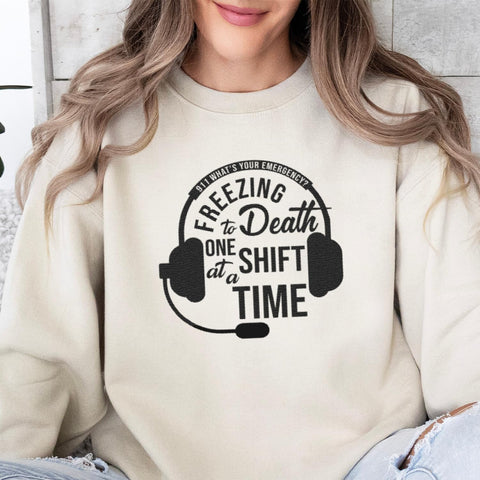 Personalized 911 Dispatcher Apparel, Thin Gold Line Embroidered Sweatshirt, Emergency 911 Hoodie Gift Dispatch Nurse Shirt