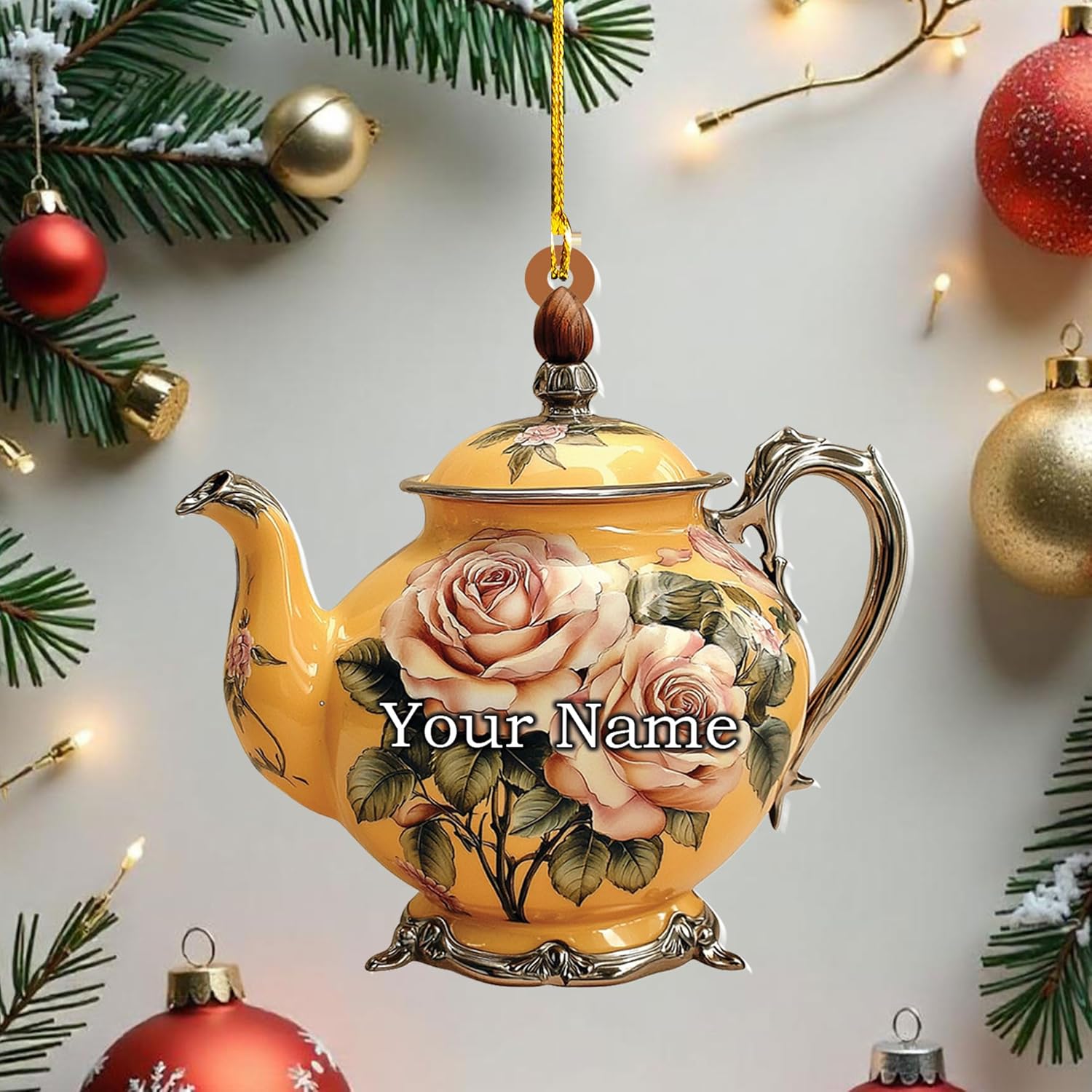 Personalized Cookware Silver Kettlea Ornament, Kitchen Aid Teapot Kettle Kitchen Stove Glass Xmas Decor, Cooking Tea Kettle Ornament (Acrylic, Style 4)