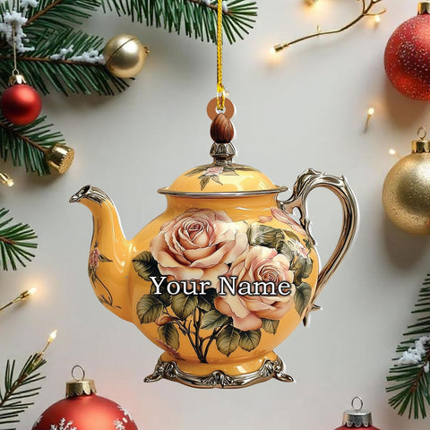 Personalized Cookware Silver Kettlea Ornament, Kitchen Aid Teapot Kettle Kitchen Stove Glass Xmas Decor, Cooking Tea Kettle Ornament (Acrylic, Style 4)