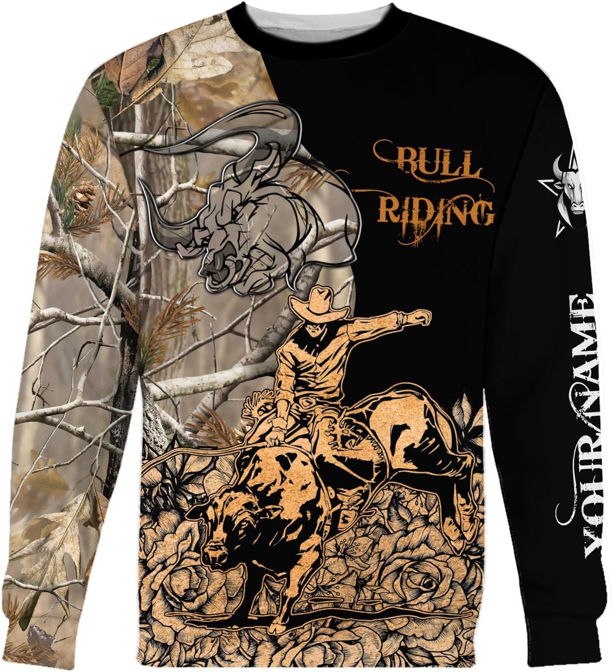 Rivelus Personalized Name Bull Riding Shirt 3D, Rodeo Shirts Bull Biding Shirts for Men and Women, Bull Rider Shirt Gift