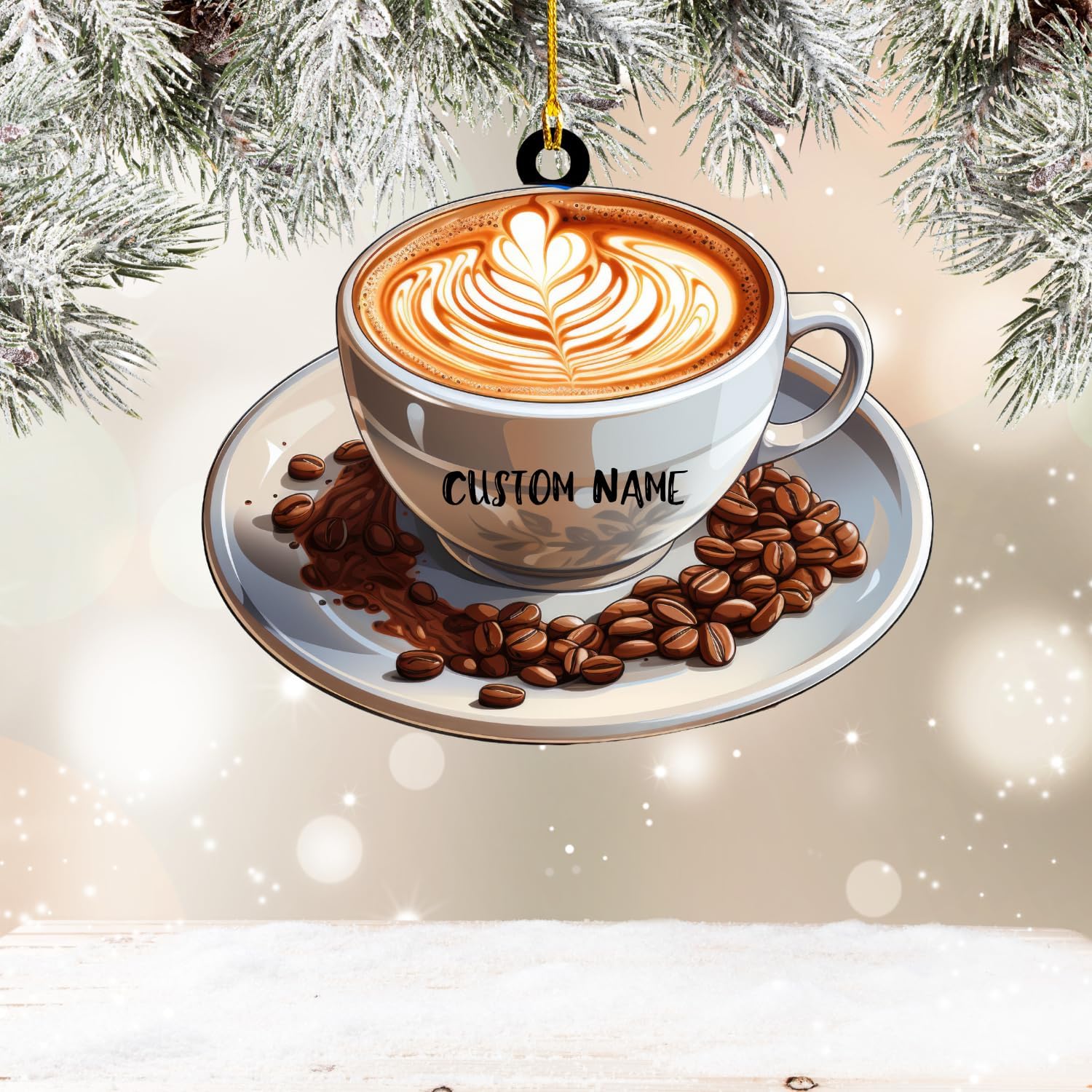 Personalized Coffee Machine Ornament Coffee Tool Flat Printed Ornament Coffee, Coffee Car Ornament,Love Coffee Ornament, Barista Ornament, Gift for Coffee Lovers (Acrylic, Style 13)