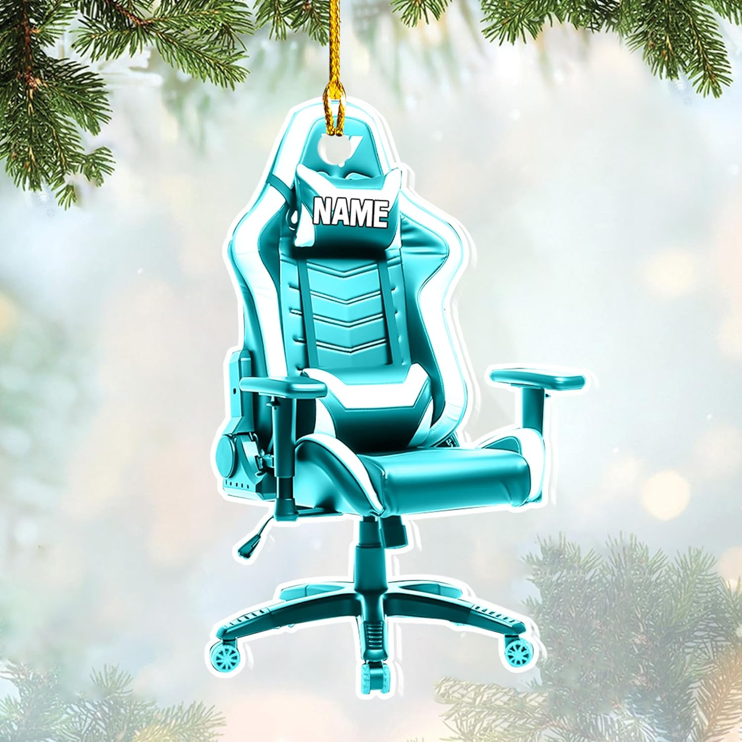 Podagree Personalized Name PC Computer Ornament Christmas, Shape Flat Christmas Ornament for Gamer, Gaming Gamer Christmas Ornament Gift for Boys, PC Game Player Decoration with Custom Name (CPT3)
