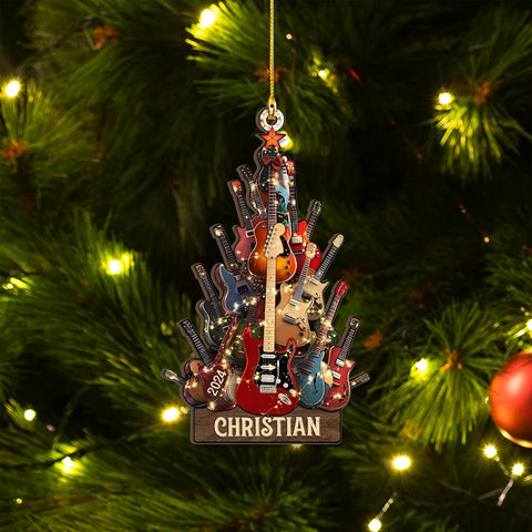 Personalized Guitar Ornament, Electric Guitar Ornament, Guitar Christmas Ornaments 2024, Acoustic Guitar Christmas Ornament, Guitar Christmas Ornaments Guitarist Gift Musical Instruments Xmas (G22)