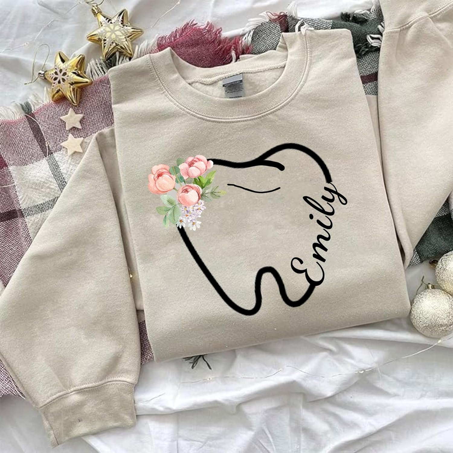 Suseaz Personalized Dentist Embroidered Sweatshirt Dental Assistant Shirt Gift Dental Hygienist Crewneck Graphic Pullover